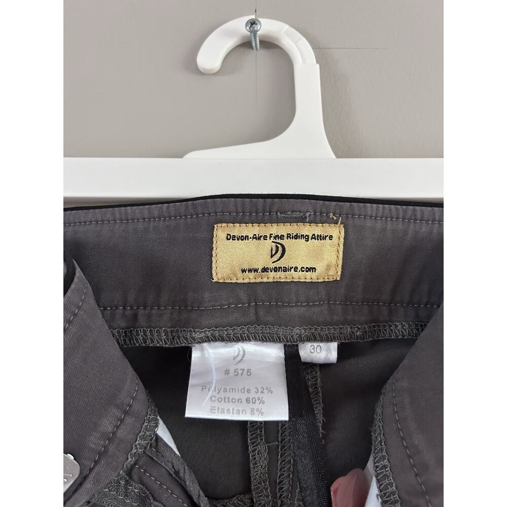 Devon Aire Riding Breeches Womens 30, Gray With Black Suede Knee Patches Accents - Picture 5 of 10